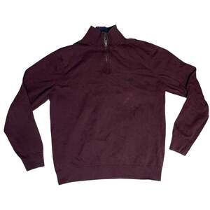 Nautica Burgundy Quarter Zip Knit Sweater Pullover Men’s Large
